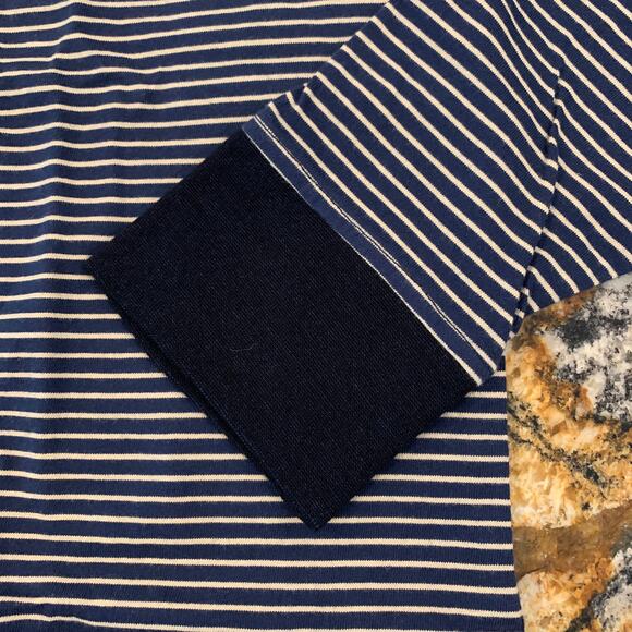 NWT - Lucky Brand Men's Navy and Cream Striped Henley Tee - SIZE XXL - Picture 7 of 9